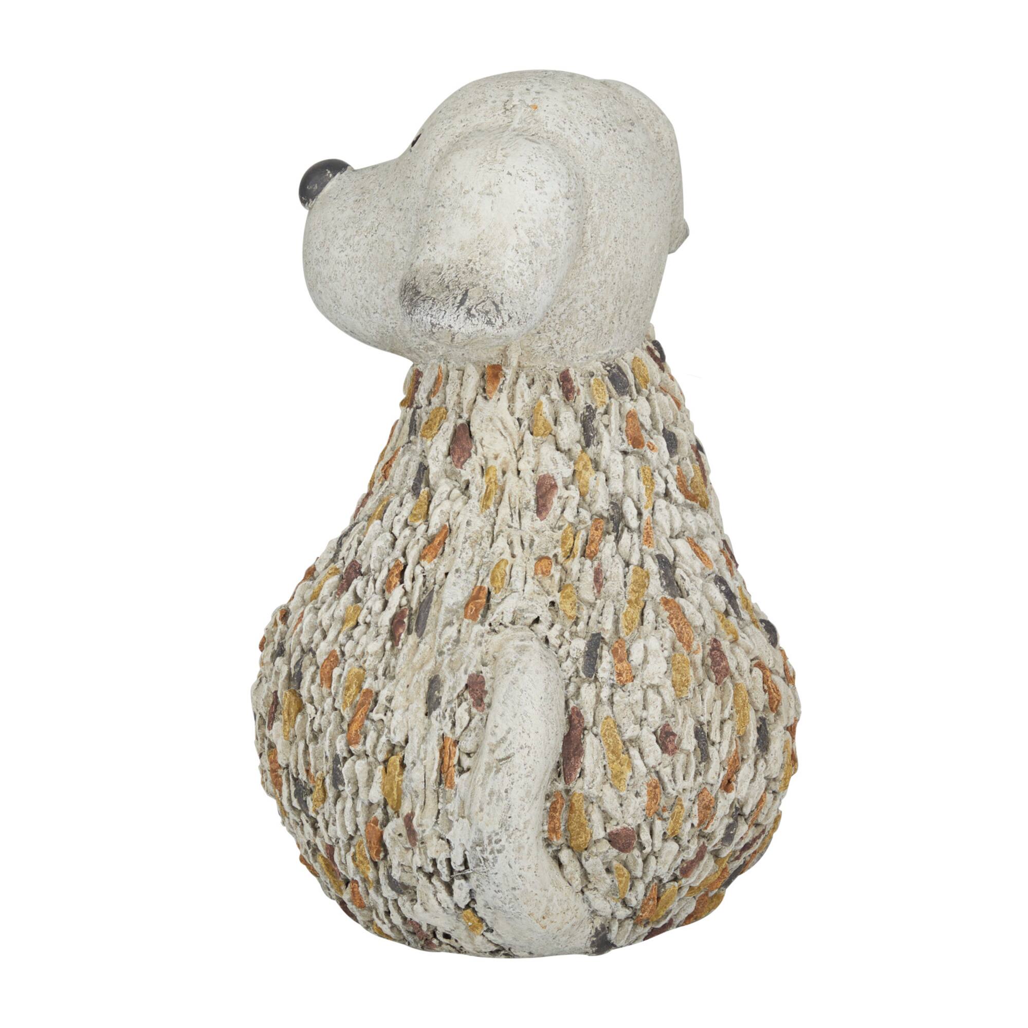12" White Stone Farmhouse Dog Garden Sculpture